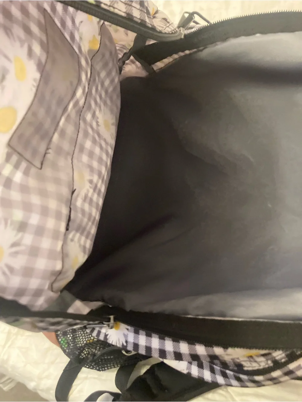 TRANS by JANSPORT Checkerboard With Daisies Charm Loaded Backpack